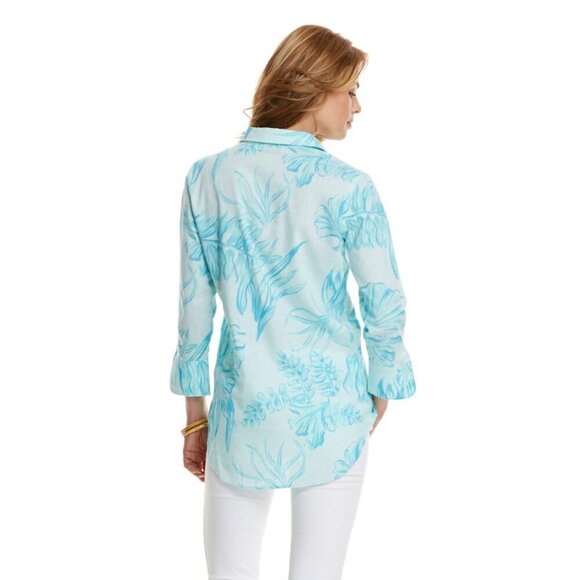Vineyard Vines Seaweed Print Lucaya Tunic Blue Kaftan 3/4 Sleeves XS Extra Small - Picture 2 of 9